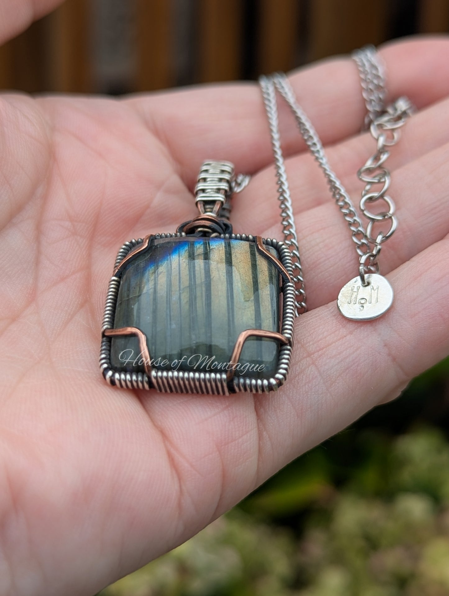 Labradorite Square in Copper + Silver