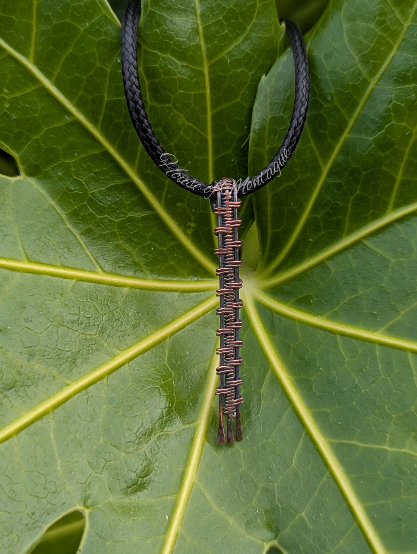 Copper Weave Bar Pendants