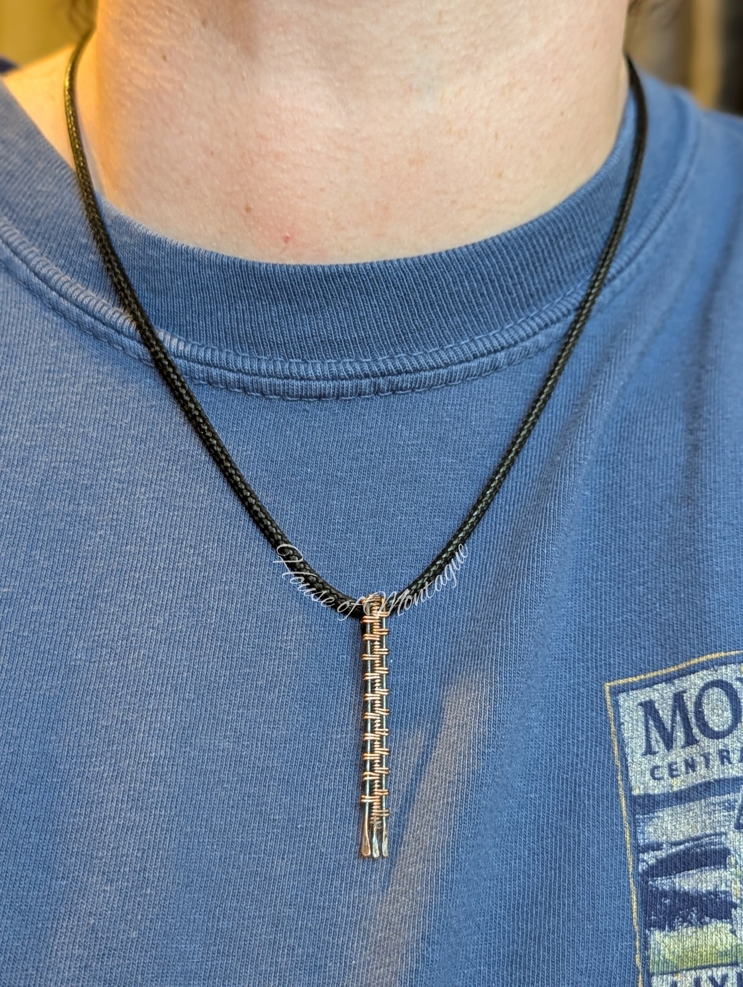 Copper Weave Bar Pendants