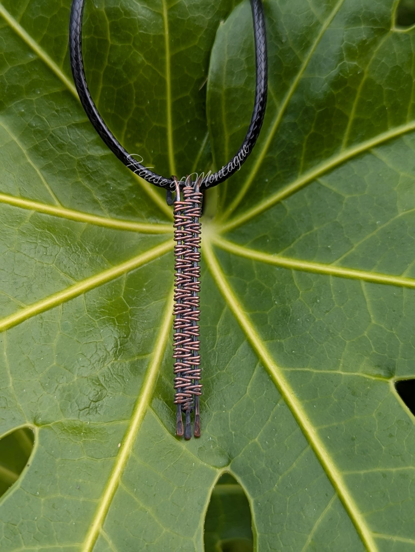 Copper Weave Bar Pendants