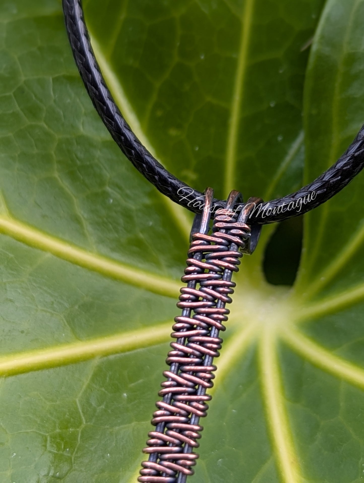 Copper Weave Bar Pendants