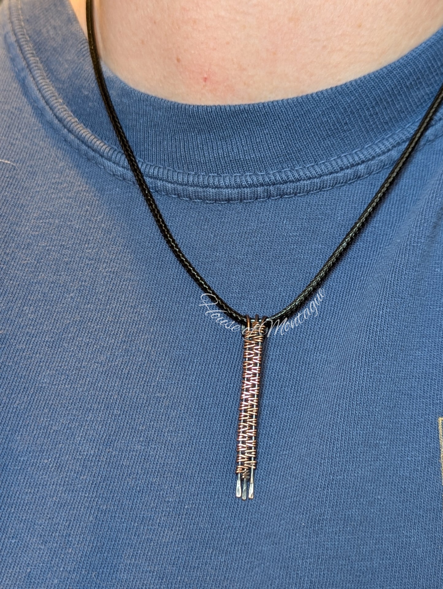 Copper Weave Bar Pendants