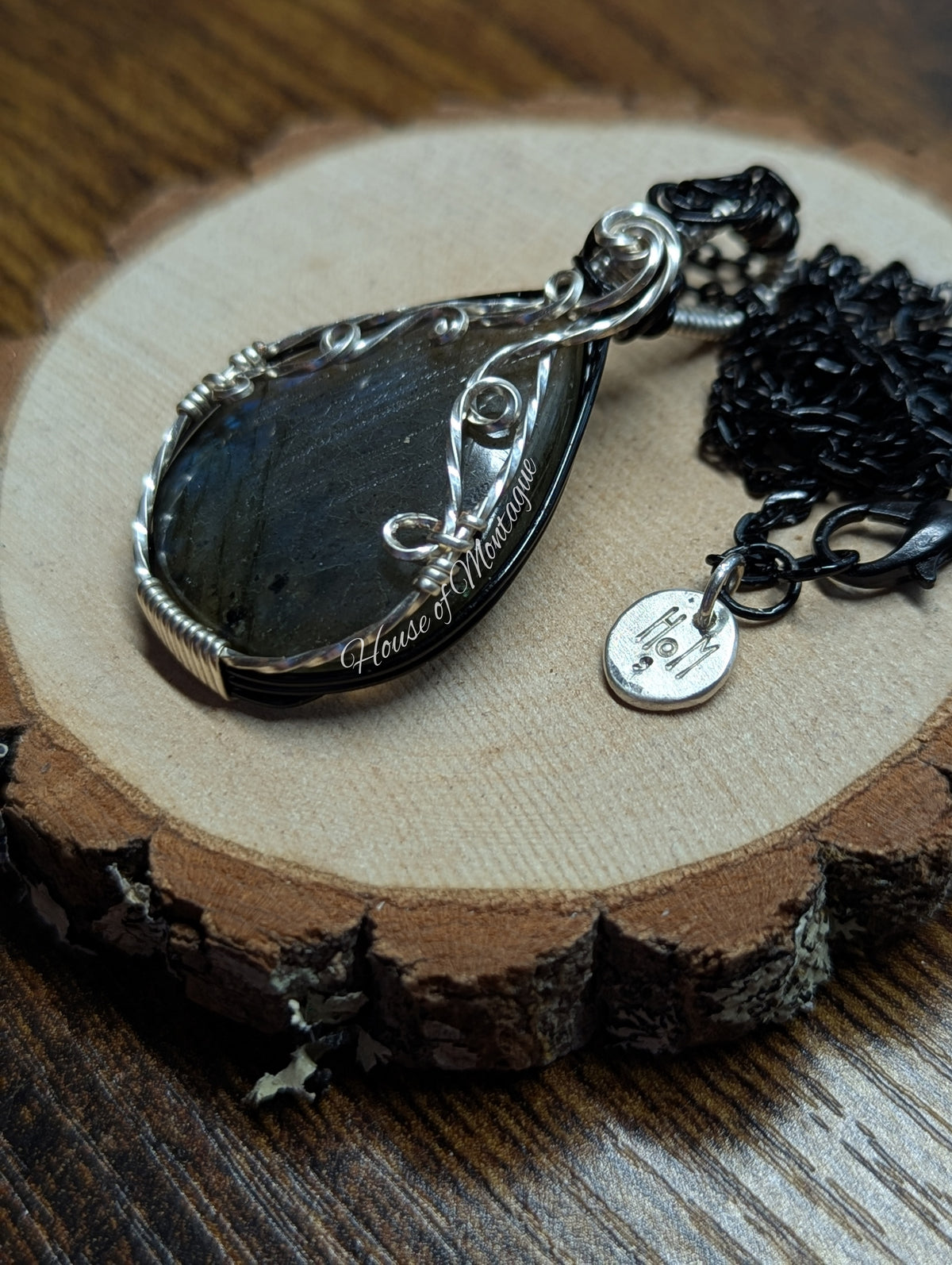 Labradorite Teardrop in Black + Silver