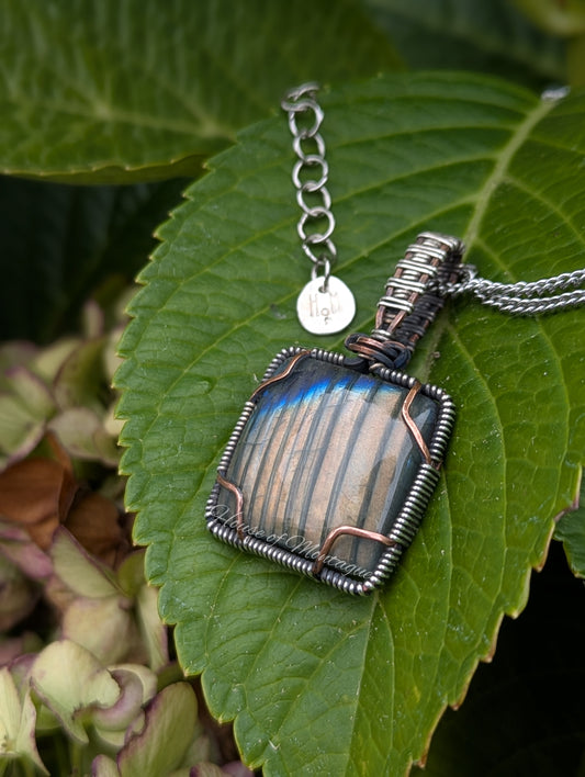 Labradorite Square in Copper + Silver