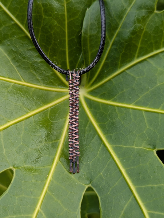 Copper Weave Bar Pendants
