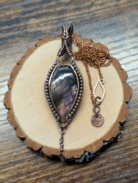 Labradorite Teardrop in Copper