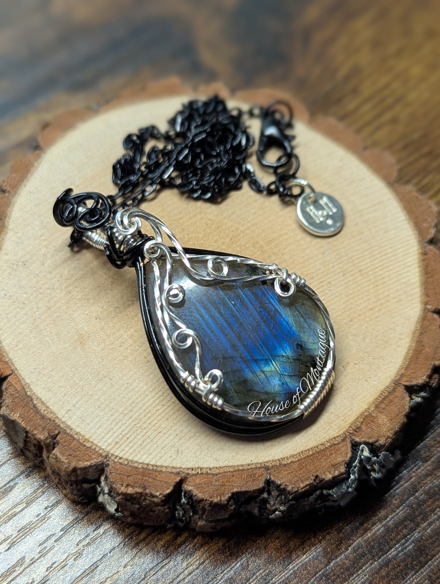 Labradorite Teardrop in Black + Silver